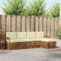 vidaXL Soffgrupper 5 pcs Naturlig och Grädde Massivt Akaciaträ