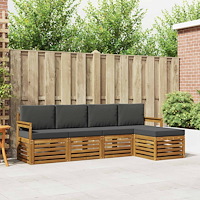 vidaXL Soffgrupper 5 pcs Naturlig och Antracit Massivt Akaciaträ