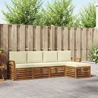 vidaXL Soffgrupper 5 pcs Naturlig och Grädde Massivt Akaciaträ