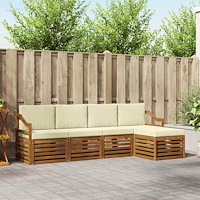 vidaXL Soffgrupper 5 pcs Naturlig och Grädde Massivt Akaciaträ