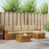 vidaXL Soffgrupper 6 pcs Naturlig och Beige Massivt Akaciaträ