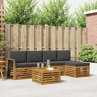 vidaXL Soffgrupper 6 pcs Naturlig och Antracit Massivt Akaciaträ