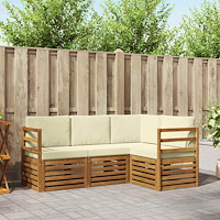 vidaXL Soffgrupper 4 pcs Naturlig och Grädde Massivt Akaciaträ