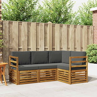 vidaXL Soffgrupper 4 pcs Naturlig och Antracit Massivt Akaciaträ