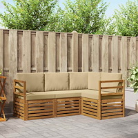 vidaXL Soffgrupper 4 pcs Naturlig och Beige Massivt Akaciaträ