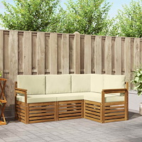 vidaXL Soffgrupper 4 pcs Naturlig och Grädde Massivt Akaciaträ