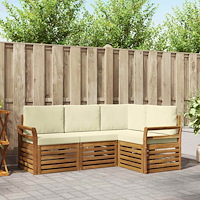 vidaXL Soffgrupper 4 pcs Naturlig och Grädde Massivt Akaciaträ