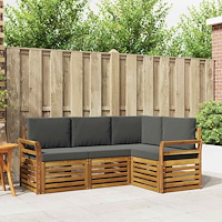 vidaXL Soffgrupper 4 pcs Naturlig och Antracit Massivt Akaciaträ