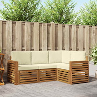 vidaXL Soffgrupper 4 pcs Naturlig och Grädde Massivt Akaciaträ
