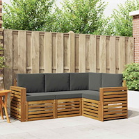 vidaXL Soffgrupper 4 pcs Naturlig och Antracit Massivt Akaciaträ