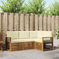 vidaXL Soffgrupper 4 pcs Naturlig och Grädde Massivt Akaciaträ