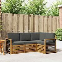 vidaXL Soffgrupper 4 pcs Naturlig och Antracit Massivt Akaciaträ