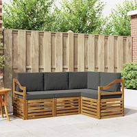 vidaXL Soffgrupper 4 pcs Naturlig och Antracit Massivt Akaciaträ