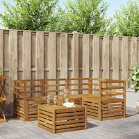 vidaXL Soffgrupper 5 pcs Naturfärg Massivt Akaciaträ