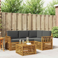 vidaXL Möbelset med kudde 5 pcs Naturlig och Antracit Konstruerat trä