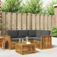 vidaXL Möbelset med kudde 5 pcs Naturlig och Antracit Konstruerat trä