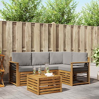 vidaXL Möbelset med kudde 5 pcs Naturlig och Ljus Grå Konstruerat trä