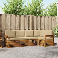 vidaXL Soffgrupper 5 pcs Naturlig och Beige Massivt Akaciaträ