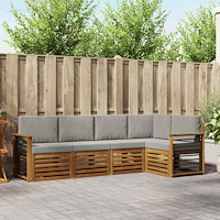 vidaXL Soffgrupper 5 pcs Naturlig och Ljus Grå Massivt Akaciaträ