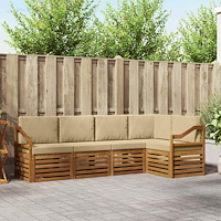 vidaXL Soffgrupper 5 pcs Naturlig och Beige Massivt Akaciaträ