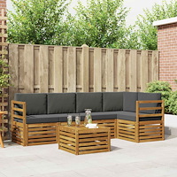 vidaXL Soffgrupper 6 pcs Naturlig och Antracit Massivt Akaciaträ