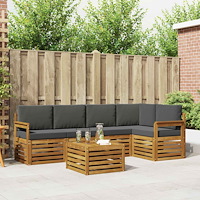 vidaXL Soffgrupper 6 pcs Naturlig och Antracit Massivt Akaciaträ