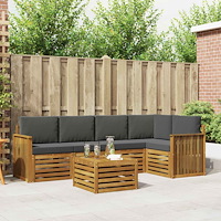 vidaXL Soffgrupper 6 pcs Naturlig och Antracit Massivt Akaciaträ