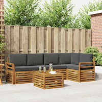 vidaXL Soffgrupper 6 pcs Naturlig och Antracit Massivt Akaciaträ