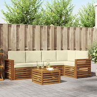 vidaXL Soffgrupper 6 pcs Naturlig och Grädde Massivt Akaciaträ