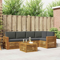 vidaXL Soffgrupper 6 pcs Naturlig och Antracit Massivt Akaciaträ