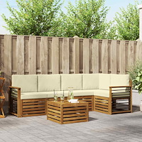 vidaXL Soffgrupper 6 pcs Naturlig och Grädde Massivt Akaciaträ