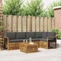 vidaXL Soffgrupper 6 pcs Naturlig och Antracit Massivt Akaciaträ