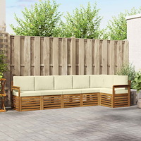 vidaXL Soffgrupper 6 pcs Naturlig och Grädde Massivt Akaciaträ