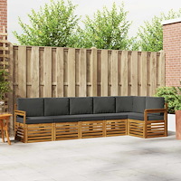 vidaXL Soffgrupper 6 pcs Naturlig och Antracit Massivt Akaciaträ