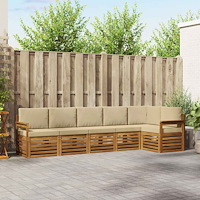 vidaXL Soffgrupper 6 pcs Naturlig och Beige Massivt Akaciaträ