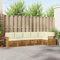 vidaXL Soffgrupper 6 pcs Naturlig och Grädde Massivt Akaciaträ