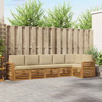 vidaXL Soffgrupper 6 pcs Naturlig och Beige Massivt Akaciaträ