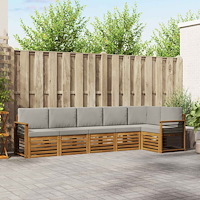 vidaXL Soffgrupper 6 pcs Naturlig och Ljus Grå Massivt Akaciaträ