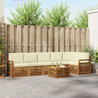 vidaXL Soffgrupper 7 pcs Naturlig och Grädde Massivt Akaciaträ