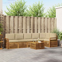 vidaXL Soffgrupper 7 pcs Naturlig och Beige Massivt Akaciaträ