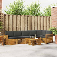 vidaXL Soffgrupper 7 pcs Naturlig och Antracit Massivt Akaciaträ