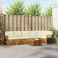 vidaXL Soffgrupper 7 pcs Naturlig och Grädde Massivt Akaciaträ