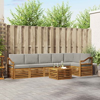 vidaXL Soffgrupper 7 pcs Naturlig och Ljus Grå Massivt Akaciaträ