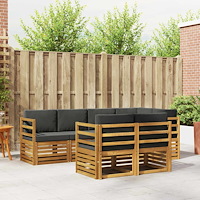 vidaXL Soffgrupper 7 pcs Naturlig och Antracit Massivt Akaciaträ