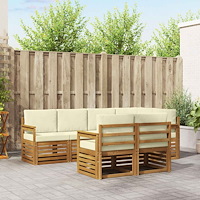 vidaXL Soffgrupper 7 pcs Naturlig och Grädde Massivt Akaciaträ