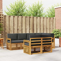 vidaXL Soffgrupper 7 pcs Naturlig och Antracit Massivt Akaciaträ