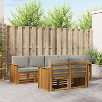 vidaXL Soffgrupper 7 pcs Naturlig och Ljus Grå Massivt Akaciaträ