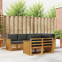 vidaXL Soffgrupper 7 pcs Naturlig och Antracit Massivt Akaciaträ