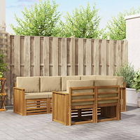 vidaXL Soffgrupper 7 pcs Naturlig och Beige Massivt Akaciaträ