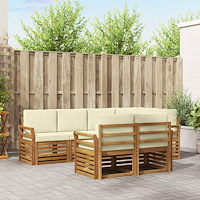 vidaXL Soffgrupper 7 pcs Naturlig och Grädde Massivt Akaciaträ